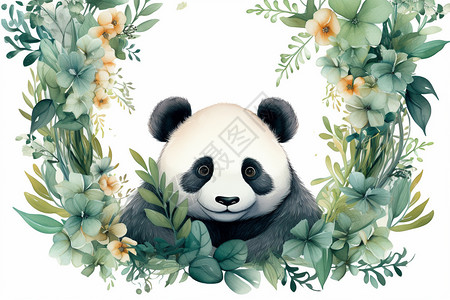 熊猫边框熊猫的魅力插画