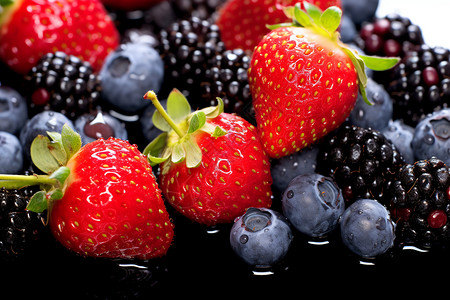 新鲜的蓝莓一堆成熟的蓝莓高清图片