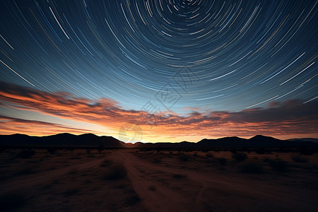 沙漠星轨星辰璀璨的星空背景