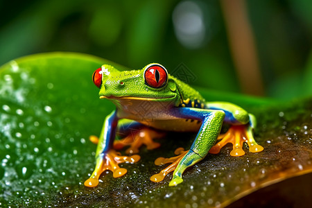 一只红眼青蛙背景图片