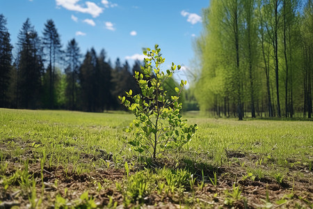 植树节小树树林里的小树背景