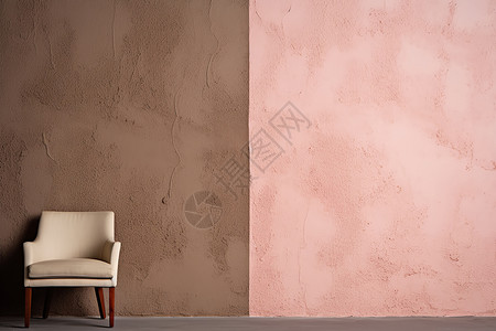 褐色和粉色石膏墙壁下的椅子图片