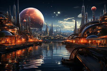 迷幻未来都市背景图片