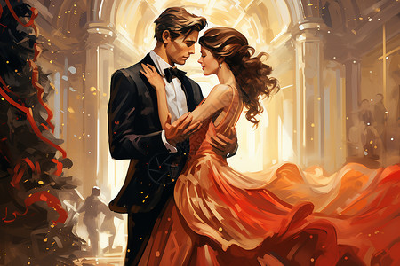 舞会上跳舞的情侣背景图片
