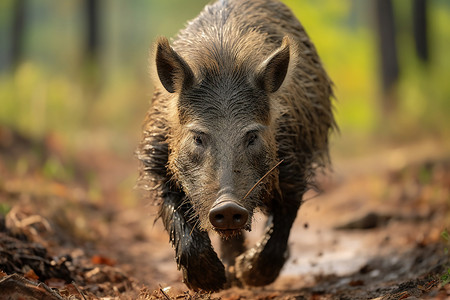 狂奔的野猪背景图片