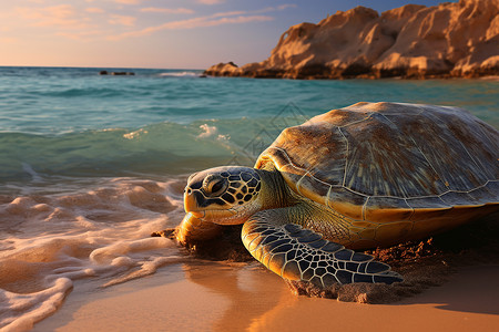 一只海龟背景图片