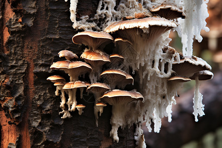 树上长的菌类树干上长着的蘑菇背景