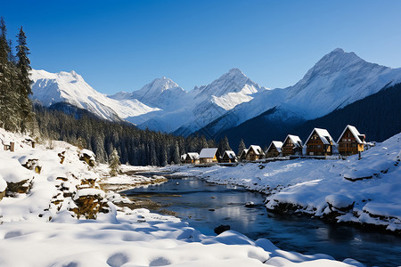 冬季美丽的雪山图片