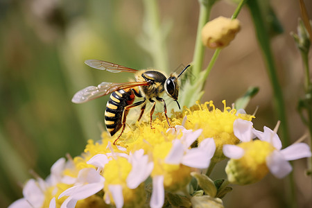 百花齐放蜜蜂采花图片