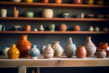 陶瓷手工制作陶艺作品展示空间背景