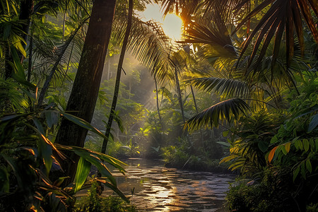 日出时分的丛林图片