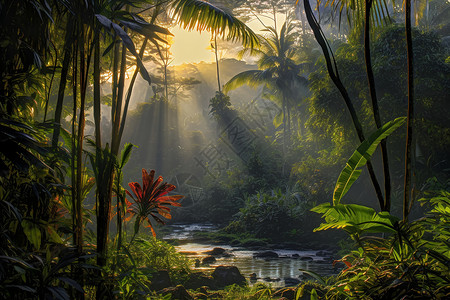 热带丛林的风景图片