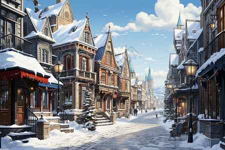 冬季圣诞节装饰的街道背景图片