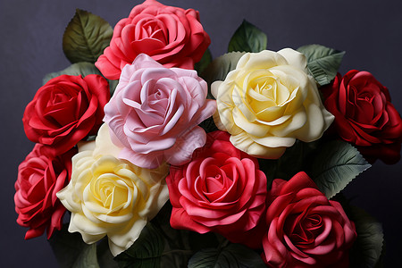 五颜六色的玫瑰花束背景图片