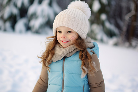 冬季雪后户外玩耍的女孩图片