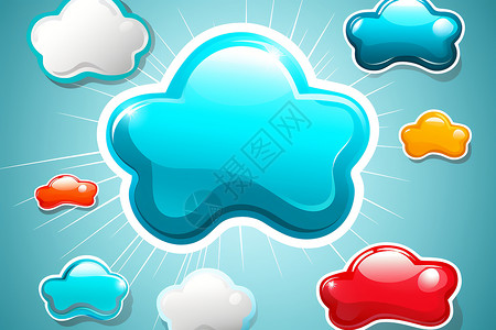 简约气泡爆炸框可爱的云朵对话框素材插画