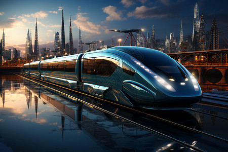 高速动车轨道上的高速列车设计图片