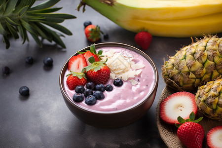 美味健康的水果酸奶碗图片