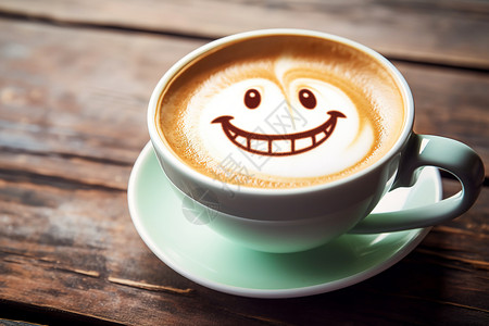 杯中的创意笑脸拿铁咖啡背景图片