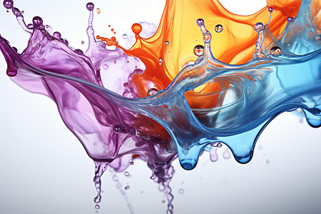 滴落的果汁彩色液体飞溅的瞬间设计图片