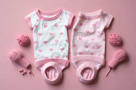 柔软的粉色婴儿连体衣图片