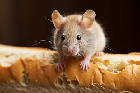 面包上的可爱老鼠背景图片