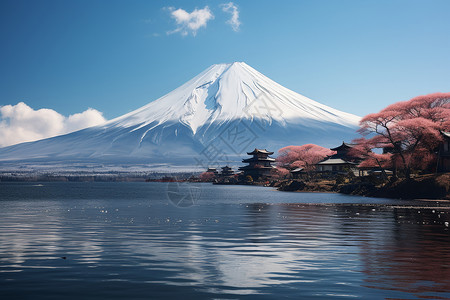 冰山火山白雪覆盖的火山背景