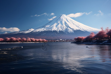 冰山火山美丽的湖泊冰山背景