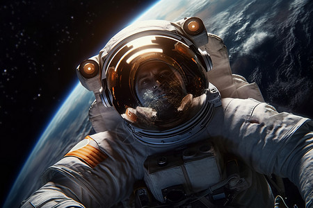 外太空冒险的宇航员背景图片