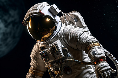 外太空探索的宇航员背景图片