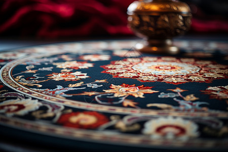 复古圆形花纹精致花纹的地毯细节背景