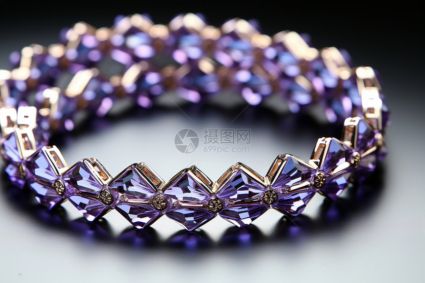 紫色水晶手链图片