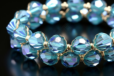 蓝色玻璃珠手链背景图片