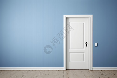 极简主义的室内白色木门背景图片