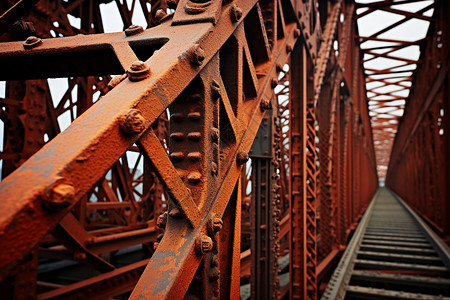 金属细节结实的现代钢结构桥梁背景