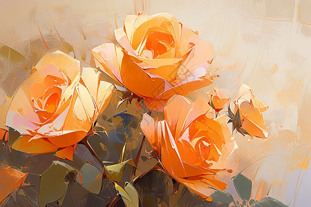 浪漫的橘色玫瑰插图背景图片