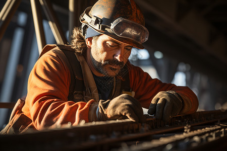 焊接桥梁的工人图片