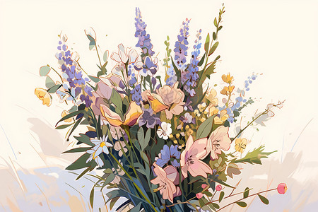 素雅美丽的花束插图背景图片