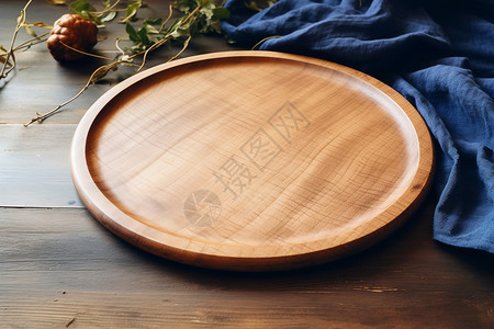 木质餐盘圆形托盘高清图片