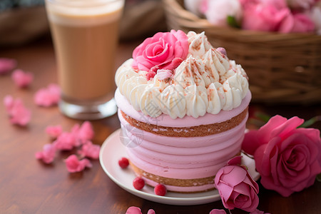粉色的新鲜蛋糕图片