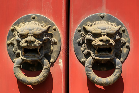 象征身份的朱红大门背景图片