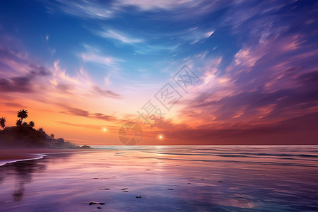 夏日紫色海岸背景图片