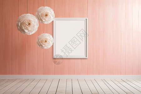 家装粉色简约艺术装饰的房间背景