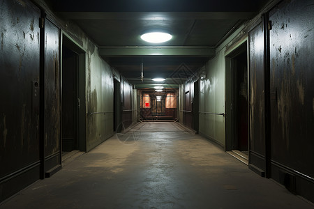 黑暗长廊上的红光图片