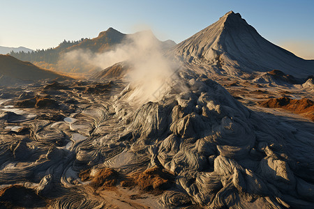 地形地势喷发的火山地貌背景