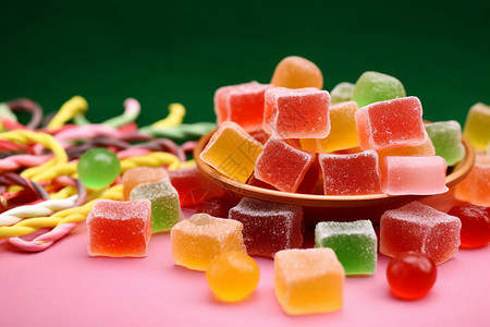 多彩的果冻糖果背景图片
