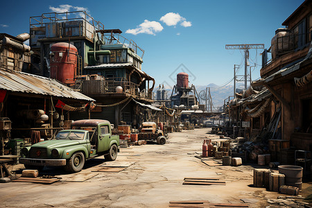 工厂外的货运区背景图片