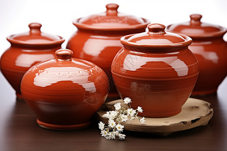 红色陶罐背景图片