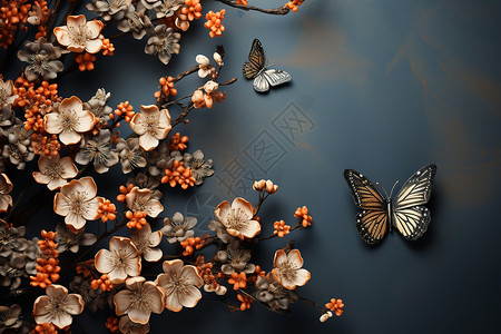 蝴蝶飞舞花海背景图片