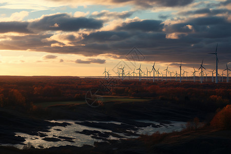 荒野上的涡轮风车图片